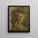 a Still life with melons, grapes, peaches, and other fruits in a stone urn with birds - Jacobus Vonck — framed artwork on a wall