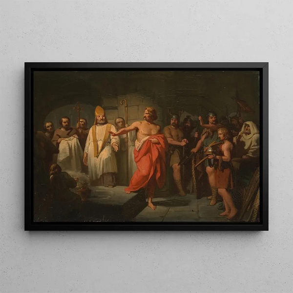 The King Radbout Refuses to Be Baptized in the Year 719 - Jacobus van Dijck — framed artwork on a wall