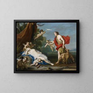 Venus and Adonis - Jacopo Amigoni — framed artwork on a wall