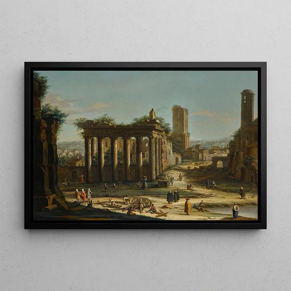 Rome, whimsical view of the Forum - Jacopo Fabris — framed artwork on a wall