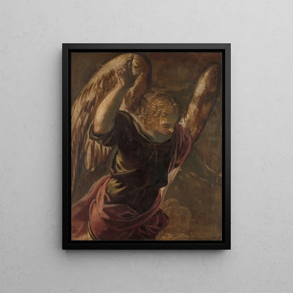 Angel of the Annunciation to the Virgin - Jacopo Tintoretto — framed artwork on a wall