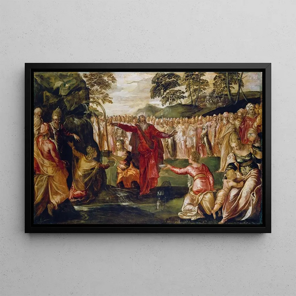 Moïse frappant le rocher - Jacopo Tintoretto — framed artwork on a wall