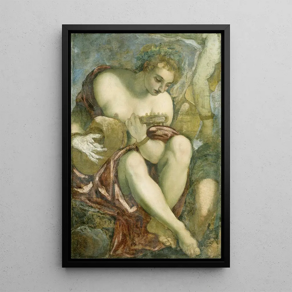 Muse au luth - Jacopo Tintoretto — framed artwork on a wall