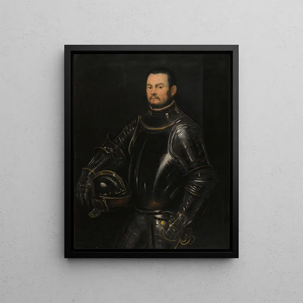 Portrait of a bearded young man - Jacopo Tintoretto — framed artwork on a wall