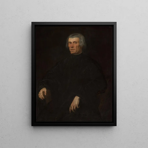 Portrait of a Man (case conflict) - Jacopo Tintoretto — framed artwork on a wall