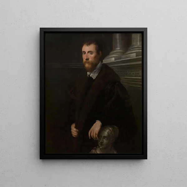 Portrait of the humanist Giovanni Paolo Cornaro - Jacopo Tintoretto — framed artwork on a wall