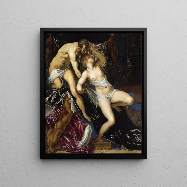 Tarquin and Lucretia - Jacopo Tintoretto — framed artwork on a wall