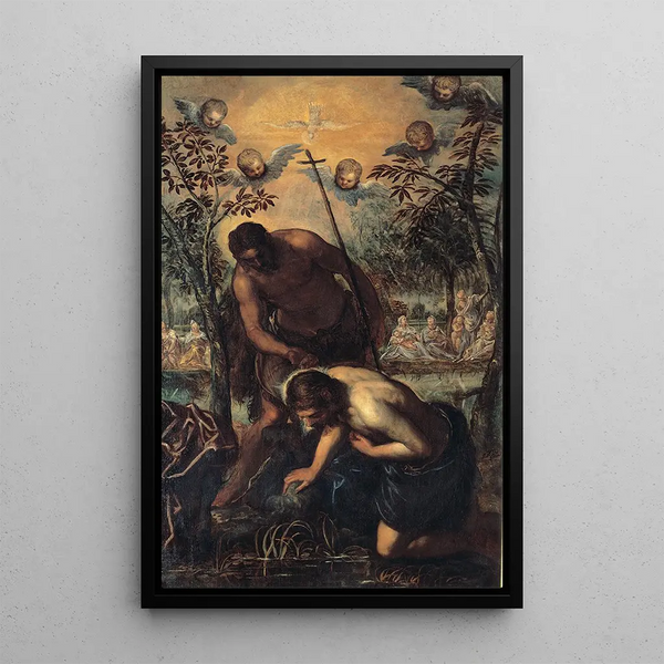 The Baptism of Christ - Jacopo Tintoretto — framed artwork on a wall