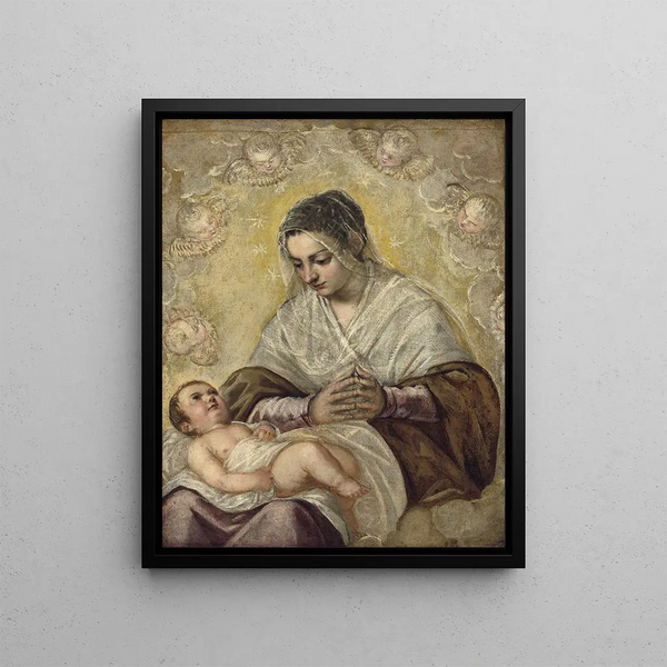 La Madone des étoiles - Jacopo Tintoretto — framed artwork on a wall