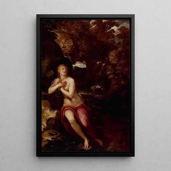 La Madeleine dans le désert - Jacopo Tintoretto — framed artwork on a wall