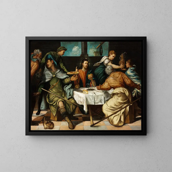 The Supper at Emmaus - Jacopo Tintoretto — framed artwork on a wall
