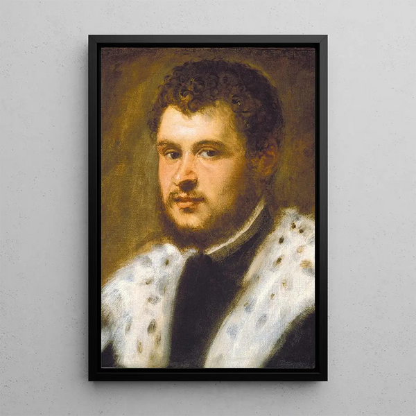 Young man with a beard - Jacopo Tintoretto — framed artwork on a wall