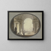 Vue à travers une voûte en berceau à caissons sur une place inspirée de la place Saint-Pierre à Rome, avec au sommet un bâtiment ressemblant au Panthéon romain. - Jacques-François Blondel — framed artwork on a wall