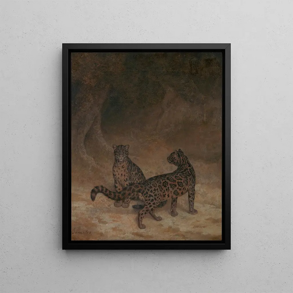 Panthères nébuleuses - Jacques-Laurent Agasse — framed artwork on a wall