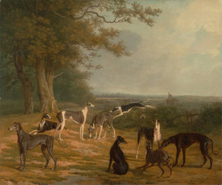 Neuf lévriers dans un paysage - Jacques-Laurent Agasse — artwork view
