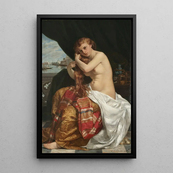Venetian Painting at Her Toilet - Jacques-Louis-Jules David — framed artwork on a wall