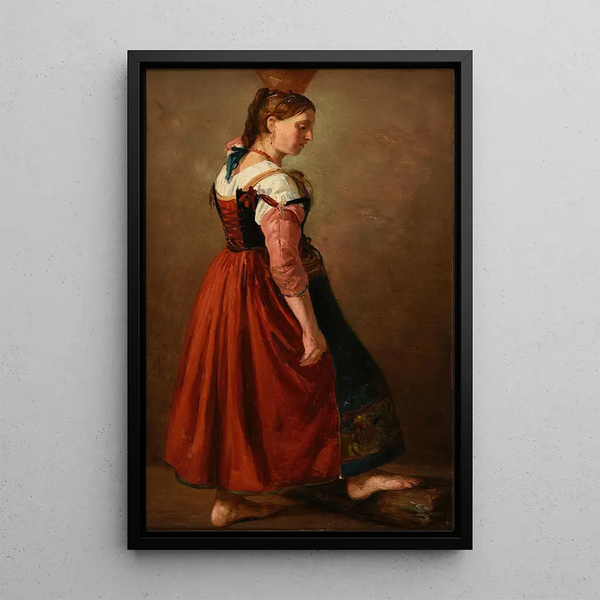 Young Roman woman carrying water - Jacques-Raymond Brascassat — framed artwork on a wall