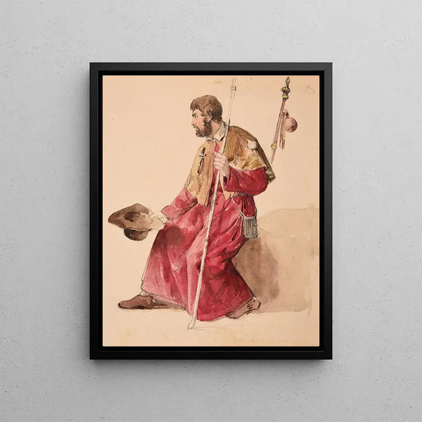 Pilgrim Mendicant - Jacques-Raymond Brascassat — framed artwork on a wall