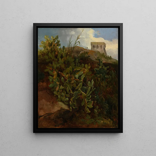 Tour et cactus - Jacques-Raymond Brascassat — framed artwork on a wall