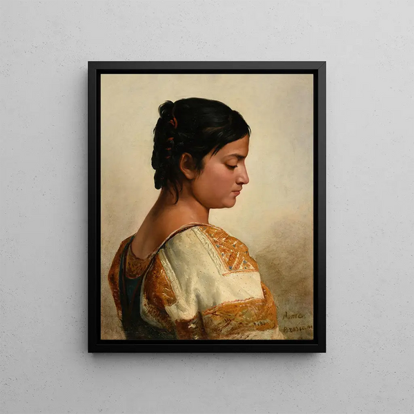 Head of Romaine - Jacques-Raymond Brascassat — framed artwork on a wall