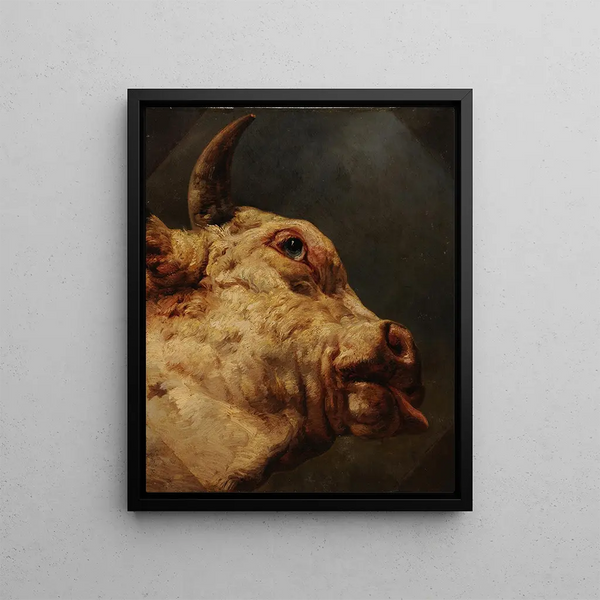 Bull Head - Jacques-Raymond Brascassat — framed artwork on a wall