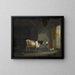 Girl with a cow in a stable - Jacques Albert Senave — framed artwork on a wall