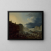 The Red Bridge and the Spires of Saint-Louis and the Cité seen from the wheat port - Jacques Albert Senave — framed artwork on a wall