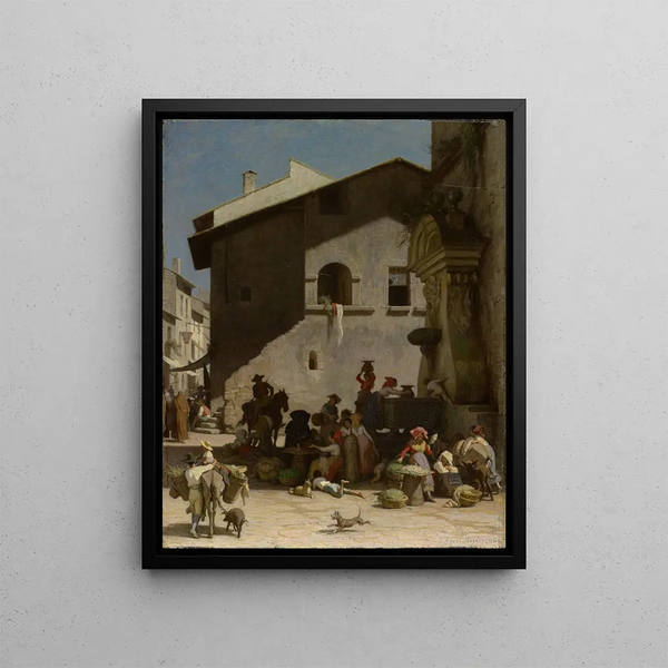 Roman Market Scene - Jacques Alfred van Muyden — framed artwork on a wall