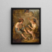 Deux garçons jouant aux cartes observés par un professeur derrière le mur de pierre - Jacques Alfred van Muyden — framed artwork on a wall