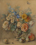 Flowers in a silver roulette Fruits in the foreground - Jacques André Portail — artwork view