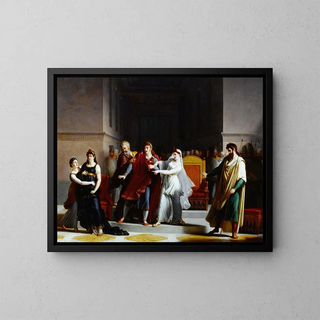 the Last Scene of the Tragedy Rodogune at the Comédie-Française - Jacques Augustin Pajou — framed artwork on a wall