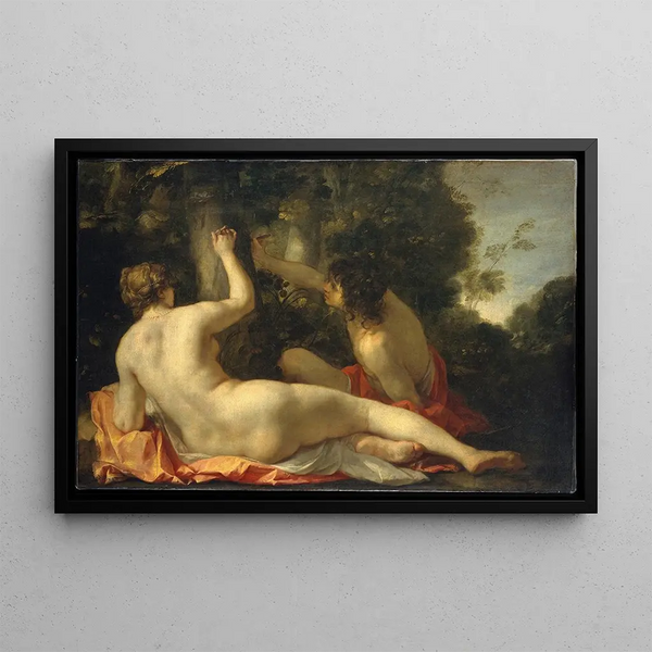 Angelic and Médor Painting - Jacques Blanchard — framed artwork on a wall