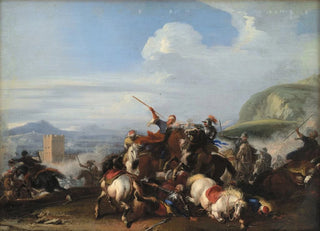 Jacques Courtois - Battle Scene With Turkish Cavalry.webp