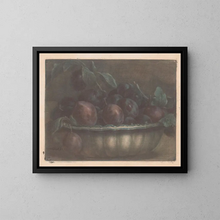 Bowl with plums - Jacques Fabien Gautier d'Agoty — framed artwork on a wall
