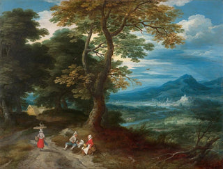 Travelers on a Path in a Landscape - Jacques Fouquières — artwork view
