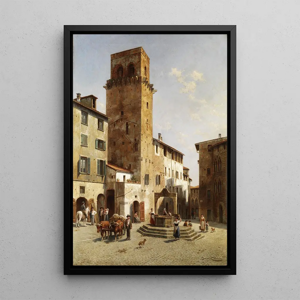 Place à San Gimignano - Jacques François Carabain — framed artwork on a wall