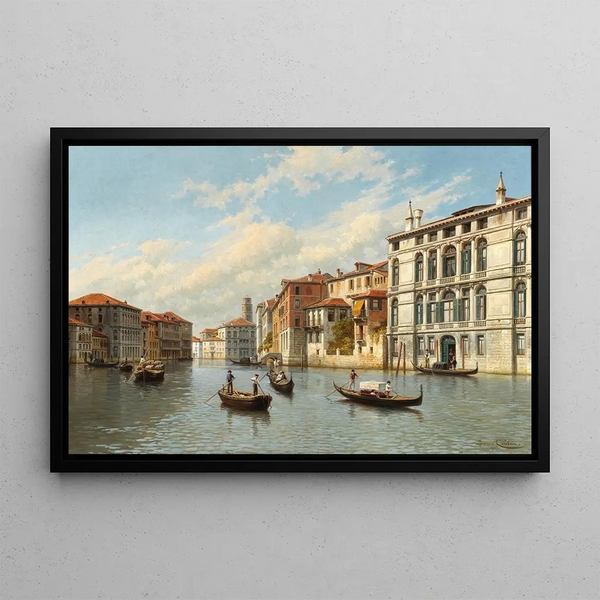 Venice, the Grand Canal - Jacques François Carabain — framed artwork on a wall