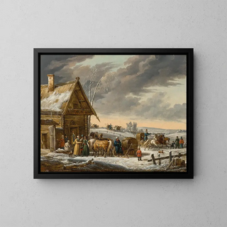 A Russian winter landscape - Jacques François Joseph Swebach-Desfontaines — framed artwork on a wall