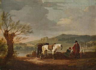 Landscape with Riders and Laundresses - Jacques François Joseph Swebach-Desfontaines — artwork view
