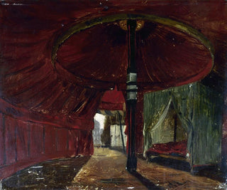 Interior view painting of the tent of the son of the emperor of Morocco Sidi Mohammed ben Abdel Rahman - Jacques Guiaud — artwork view