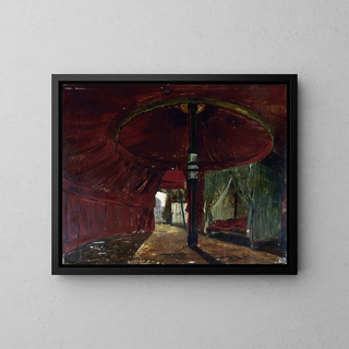 Interior view painting of the tent of the son of the emperor of Morocco Sidi Mohammed ben Abdel Rahman - Jacques Guiaud — framed artwork on a wall