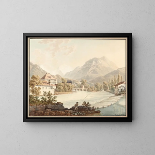 View of Unterseen - Jacques Henri Juillerat — framed artwork on a wall