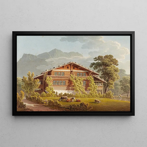 Farm near Brienz and Brienz Rothorn - Jacques Henri Juillerat — framed artwork on a wall