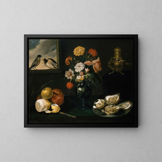 Nature morte avec les quatre éléments - Jacques Linard — framed artwork on a wall