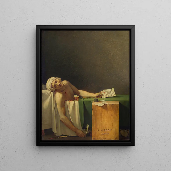 Marat assassinated - Jacques Louis David — framed artwork on a wall