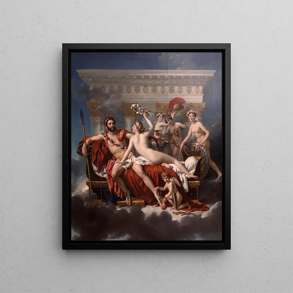 Mars disarmed by Venus - Jacques Louis David — framed artwork on a wall