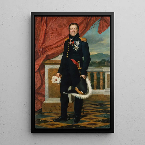 Portrait of the French politician and soldier Étienne Maurice Gérard - Jacques Louis David — framed artwork on a wall
