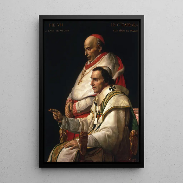 Portrait of Pope Pius VII and Cardinal Caprara - Jacques Louis David — framed artwork on a wall