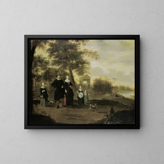 La famille du prédicateur Reinier Halma à Langerak sur le Lek - Jacques Muller — framed artwork on a wall