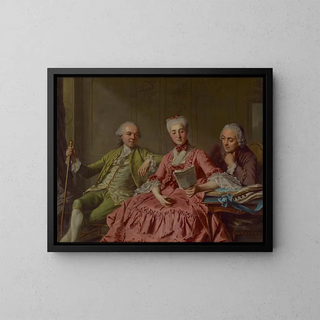 Portrait painting presumed of the Duke of Choiseul and two companions - Jacques Wilbaut — framed artwork on a wall